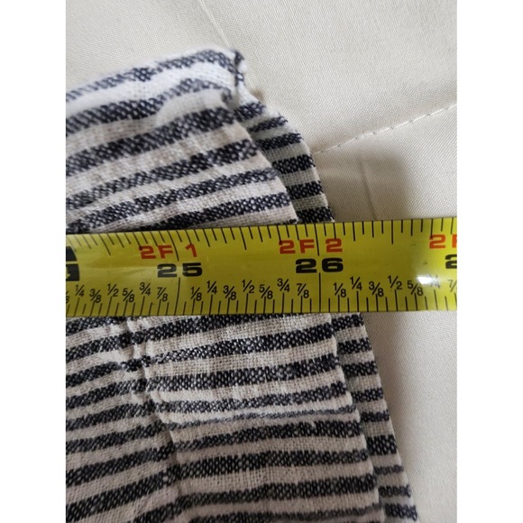 A New Day Women's Linen Blend Capris Blue White Stripe Summer Beachy Comfy - Picture 9 of 9